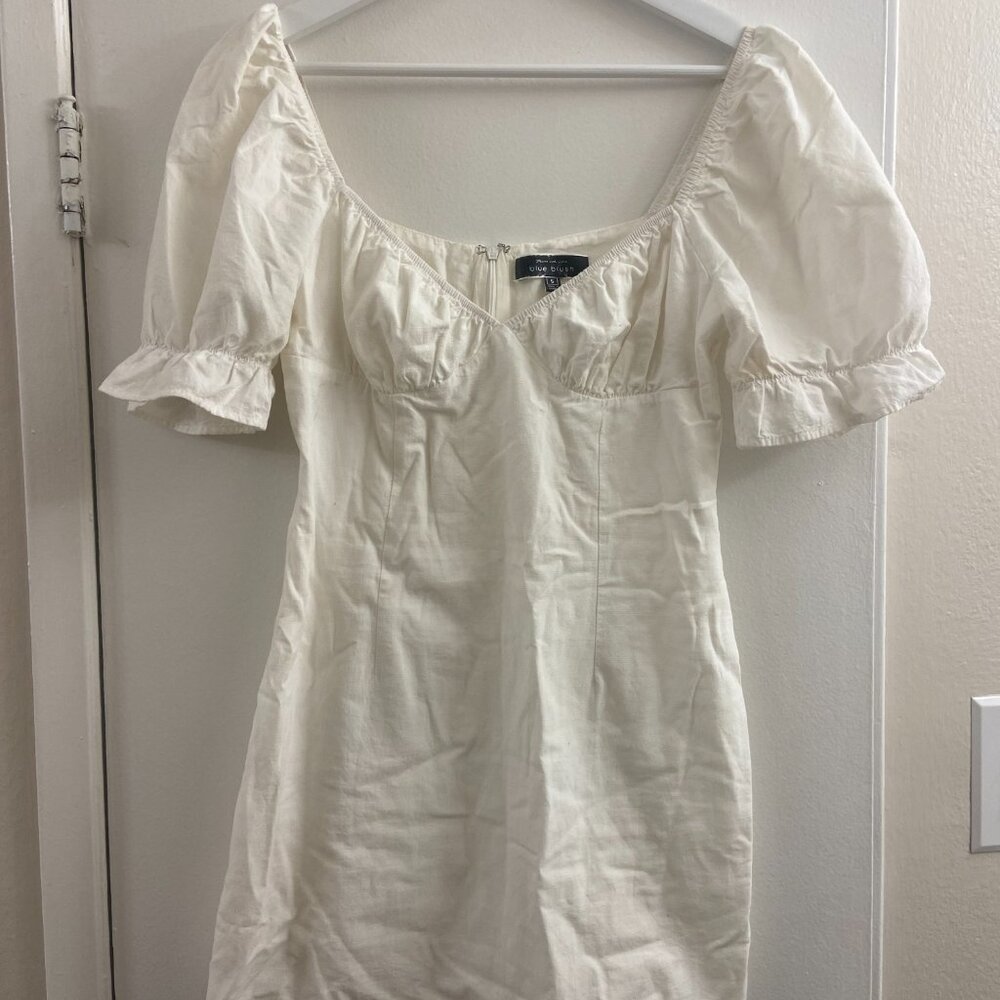 Blue Blush White Cotton Dress